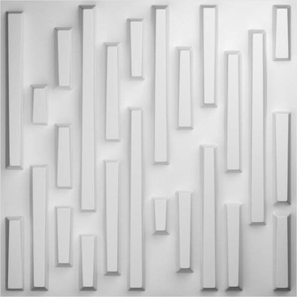 Ekena Millwork Staggered Brick EnduraWall Decorative 3D Wall Panel, White, 19 5/8"W x 19 5/8"H WP20X20SBWH